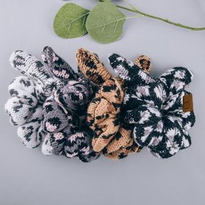🆕 Leopard Print Bow Knit Hair Scrunchie